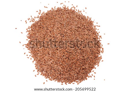 Brown Linseed or Flax seed isolated on white background