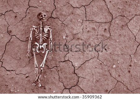 Distressed cracked earth with spooky Skeleton background for Halloween or Pirate Themed events