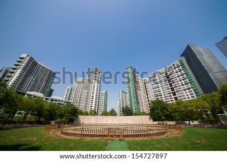residence buildings and park