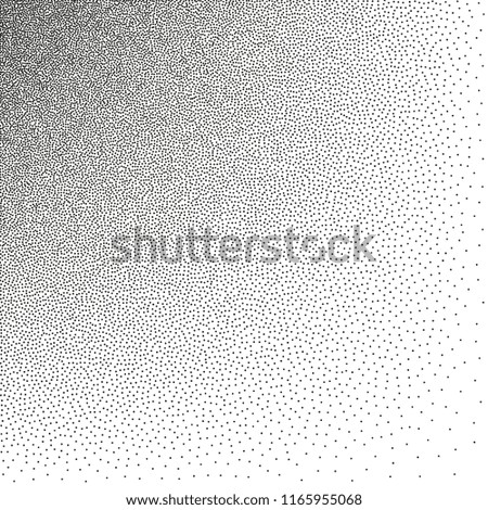 Vector illustration of grainy black and white gradient, halftone stippled background