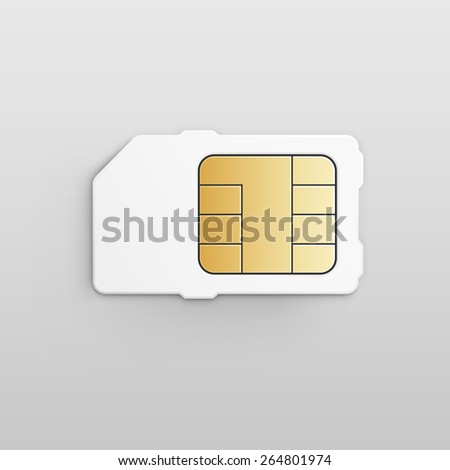 Vector Mobile Cellular Phone Sim Card Chip Isolated on Background