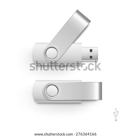 USB Flash Drive Stick Memory Vector Set Isolated on a White Background