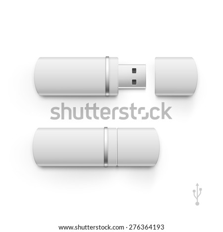 USB Flash Drive Stick Memory Vector Set Isolated on a White Background