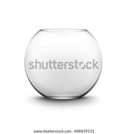 Vector Realistic Black Transparent Glass Smooth Empty Fishbowl Aquarium Isolated on White Background