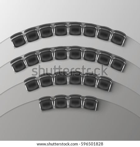 Vector Audience Auditorium Empty College Lecture Hall in University with Black Office Chairs Top View