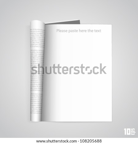 Open the paper journal, Paper Journal, Blank magazin on a white background, Page template design element, Vector illustration