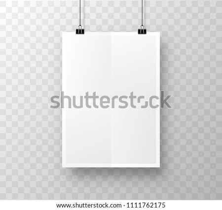 Paper poster A4 on the white transparent background. Vector illustration