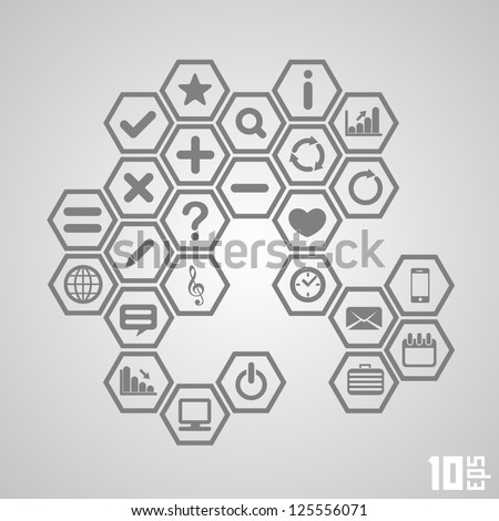 icon buttons hexagon