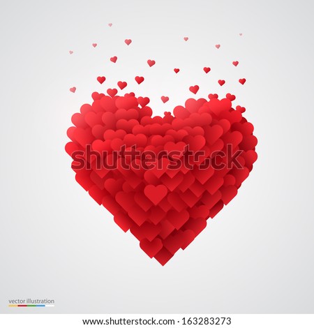 Valentines heart. Decorative heart background with lot of valentines hearts.  Vector illustration.