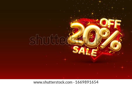 Sale 20 off ballon number on the red background. Vector illustration