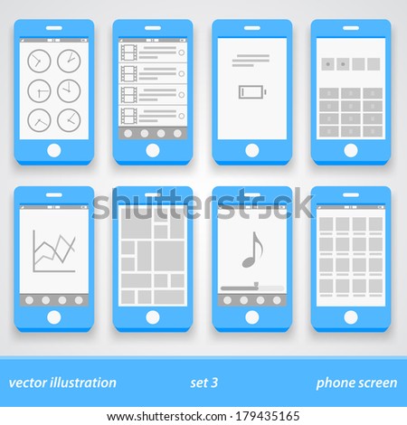 Flat phone screen. set 3