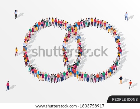 A large group of people in the form of two joined circles. Vector illustration