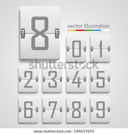 Numeric scoreboard, mechanical number, template design element, Vector illustration