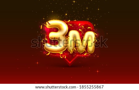 Thank you followers peoples, 3m online social group, happy banner celebrate, Vector illustration