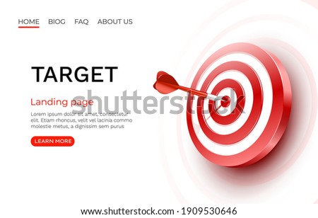 Target landing page, banner business 3d icon. Vector illustration 商業照片 © 