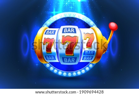 Slot machine coins wins the jackpot. 777 Big win casino concept. Vector illustration