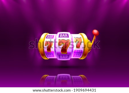 Slot machine coins wins the jackpot. 777 Big win casino concept. Vector illustration