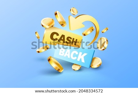 Cash back service, financial payment label. Vector illustration