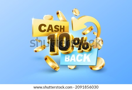 10% Cash back service, financial payment label. Vector illustration