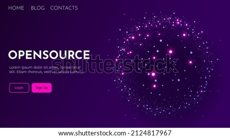 Abstract globe dotted sphere. Globalization, opensource and communication concept. Landing page template