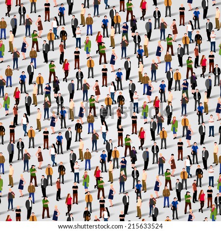 A large group of people. Vector seamless background