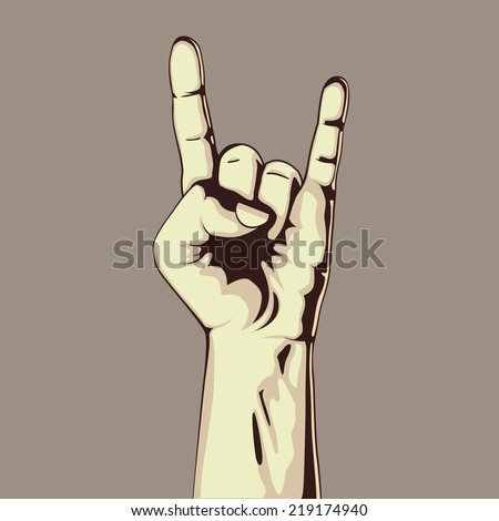 Hand in rock sign. Vector illustration. Hand collection.