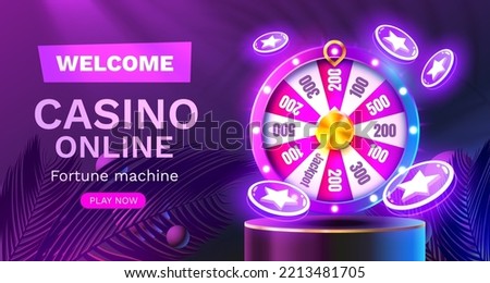 Casino fortune machine winner, jackpot fortune of luck, win banner. Vector illustration