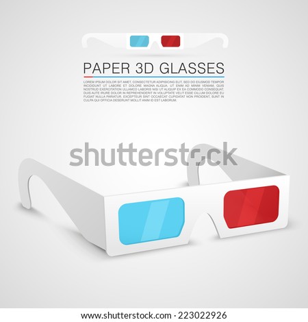 Paper 3d glasses, Glasses object, Glasses red blue, Glasses stereo, Glasses Vector 3d, Paper glasses eps, Vector illustration