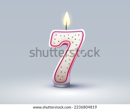 Happy Birthday years anniversary of the person birthday, Candle in the form of numbers seven of the year. Vector illustration