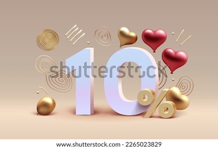 Mega sale special offer, Stage podium percent 10, Stage Podium heart golden balloon, Decor element background. Vector illustration