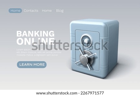 Banking online safe, finance user access, web site landing page. Vector illustration
