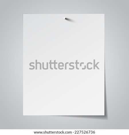 White paper attached with nail magazin. Vector illustration