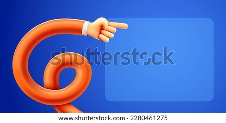 Funny long hand points to empty space for text. Vector illustration