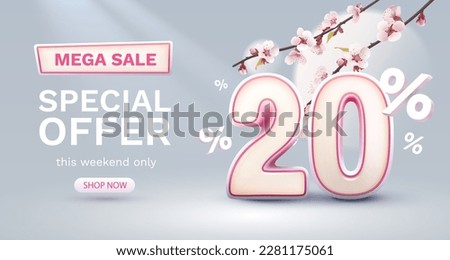 Special spring discount as a gift to the buyer, -20 Percentage off sale. Vector illustration