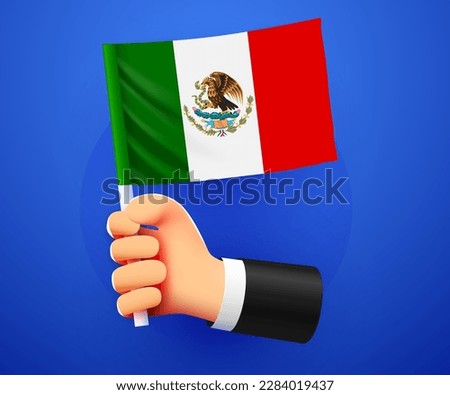 3d hand holding Mexico National flag. Vector illustration