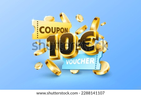 10 euro coupon gift voucher, cash back banner special offer. Vector illustration