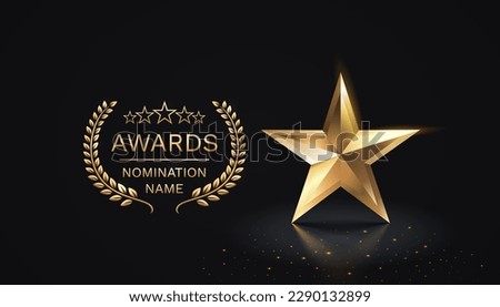 Awards nomination name podium, golden prize event, scene star ceremony. Vector