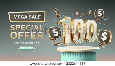 Coupon special voucher 100 dollar, Check banner special offer. Vector illustration