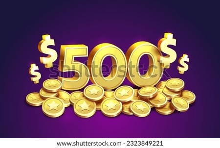 500 dollar coupon gift voucher, cash back banner special offer, casino winner. Vector illustration