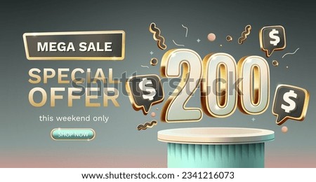 Coupon special voucher 200 dollar, Check banner special offer. Vector illustration