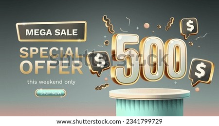 Coupon special voucher 500 dollar, Check banner special offer. Vector illustration