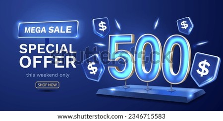 Coupon special voucher 500 dollar, Check banner special offer. Vector illustration