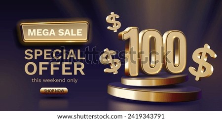 Coupon special voucher 100 dollar, Check banner special offer. Vector illustration