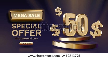 Coupon special voucher 50 dollar, Check banner special offer. Vector illustration