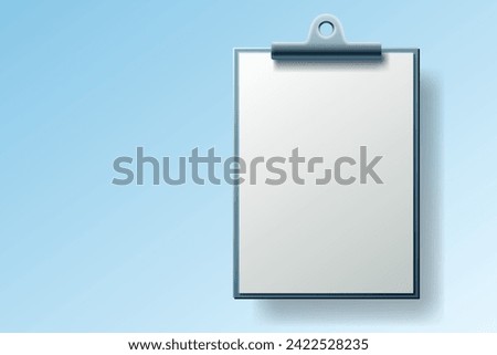 Clipboard communication, white sheet of paper in a clipboard, business paper. Vector illustration