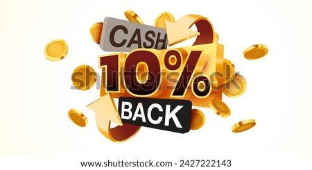 Cashback 10 percent icon isolated on the gray background. Cashback or money back label. Vector illustration