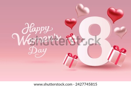 International Women's Day Banner. Flyer for March 8 cover. Number 8. Vector illustration