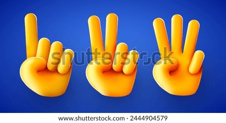 Еmoji hands counting. One two Three. 1 2 3. Vector illustration