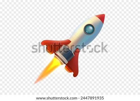 rocket on transparent background, startup object. Vector illustration