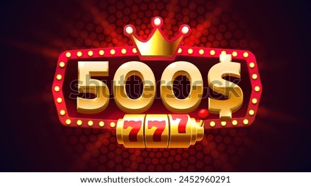 Casino coupon special voucher 500 dollar, Check banner special offer. Vector illustration